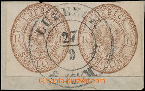 176286 - 1864 Mi.13a, Znak v oválu 1¼Sh hnědá, 2-páska na v