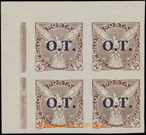 176336 - 1934 Pof.OT3 ST, value 30h brown, UL corner blk-of-4 with 2 