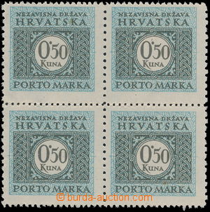 176411 - 1943-44 Mi.17E, Postage due stamp 0,50K, block of four, perf