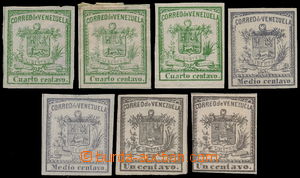 176560 - 1862 Sc.7, 8, 8a, 9, celkem 7ks známek II. emise, Znak 1/4C