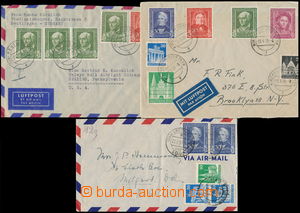 176819 - 1950 3 Let-dopisy do USA, bohaté frankatury mj. s  3x Mi.11