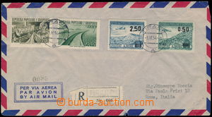 176843 - 1954 Reg and airmail letter to Rome, with Mi.523, 524, 526, 