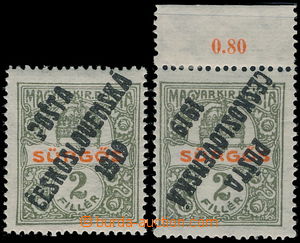 176858 -  Pof.124 + 124Pp, Spěšná 2f zelená, 2ks, 1x u přetisku 