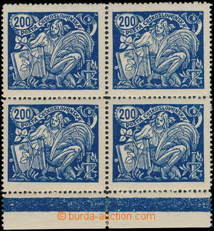 176874 -  Pof.174A, 200h modrá, II. typ, ŘZ 13¾, krajový 4-bl