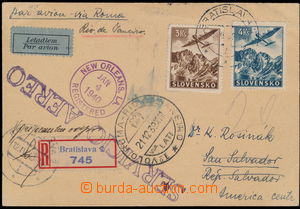 176978 - 1939-40 Reg and airmail PC sent from Bratislava to San Salva