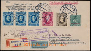 176979 - 1939 R+Let-dopis z Bratislavy do USA, přepravený 1. letem 