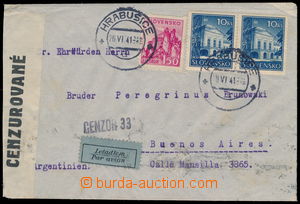 176981 - 1941 Let-dopis zaslaný do Buenos Aires, vyfr. zn. Prezident