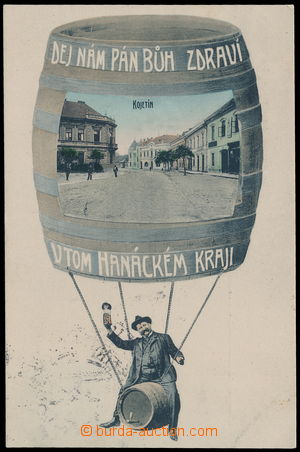 177095 - 1906 KOJETÍN - pijácká koláž, létající sud s pohlede
