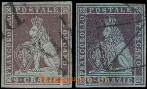 177216 - 1851 Sass.8, 8a, Lev 9 Crazie fialově hnědá na šedém pa