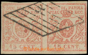 177224 - 1857-1859 Sass.15, 2-páska Znak 15C cihlová; bezvadný pá