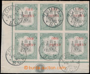 177251 - 1898 SG.53, Coat of arms with red Opt 1d/3Sh, left bottom co