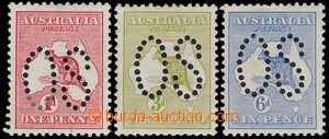 177253 - 1913 SG.O2, O5, O8, Official Map with kangaroo with perfin O