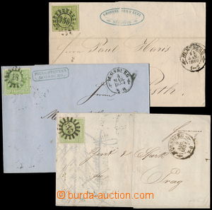 177286 - 1853-60 comp. of 3 folded letters addressed abroad, with 9 K