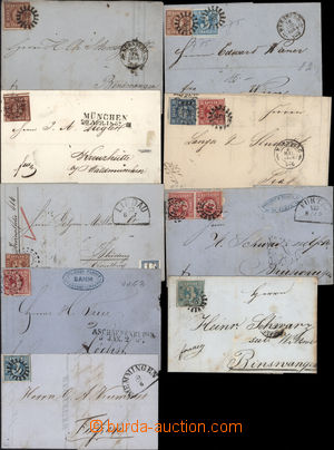 177288 - 1850-65 sestava 9ks skládaných dopisů vyfr. zn. prvních 