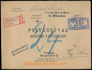 177289 - 1891 official form envelope Postal order (Postauftrag) sent 