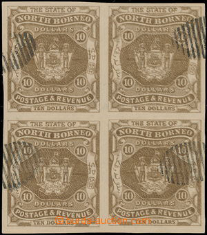 177311 - 1894 TRIAL PRINT  SG.86, imperforated block-of-4 Coat of arm