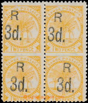177329 - 1895-1900 SG.79a, 4-blok Palma 2P oranžově žlutá s přet