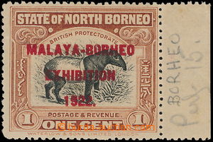 177331 - 1922 SG.253a, Malaya-Borneo Exhibition 1922, přetisk na kra