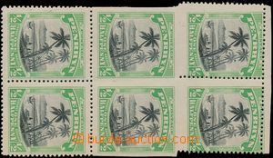 177333 - 1920 SG.32a, krajový 6-blok Palmy 1/2P černá / zelená, p
