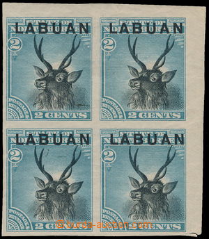 177343 - 1894-1896 SG.63, corner block-of-4 Deer 2C black / blue, IMP