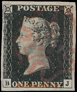 177381 - 1840 SG.2, Penny Black, plate 4, letters B-J, red Maltese cr