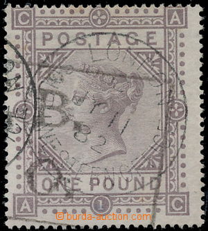 177385 - 1878 SG.129, £1 hnědo - fialová, písmena A-C, průsv