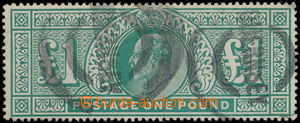 177390 - 1902 SG.266, £1 tmavě modrozelená, 2 kruhová raz.; k