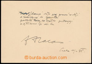 177429 - 1935 HALAS Francis (1901–1949), important Czech poet, hand