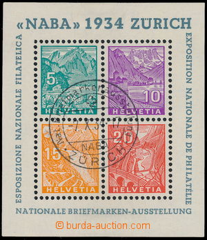 177443 - 1934 Mi.Bl.1, aršík NABA, výstavní PR ZÜRICH/ NABA/ 7.X