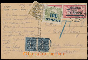 177530 - 1922 postcard sent from Klaipedy to Czechoslovakia, underpai