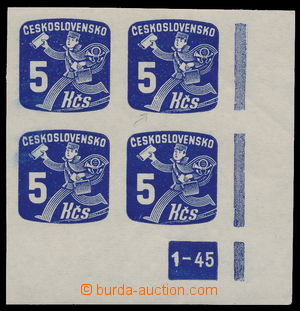 177618 - 1945 Pof.NV32, Novinová 5Kčs modrá, pravý dolní rohový