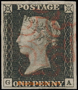 177750 - 1840 SG.2, Penny Black, black, plate 2, letters G-A, light p