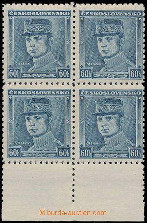 177819 - 1939 Alb.1, Blue Štefánik 60h, block of four with lower ma