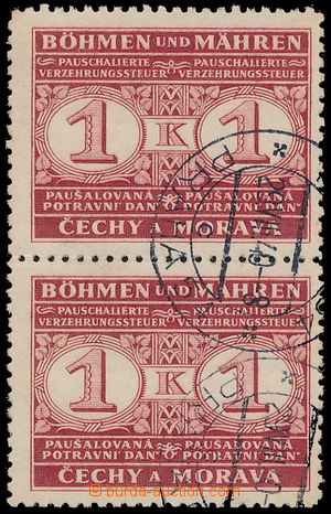177845 - 1940 Pof.PD1, 1 Koruna red, vertical pair, CDS PRAGUE 54 / 2