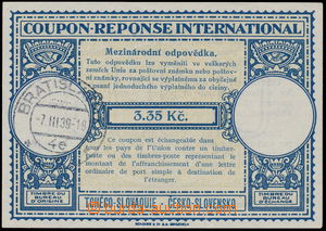 177861 - 1939 CMO7, mezinárodní odpovědka s nápisem ČESKO - SLOV