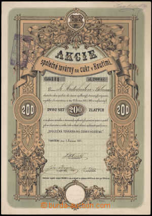 178066 - 1871 RAKOUSKO-UHERSKO  Akcie společné továrny na cukr v K