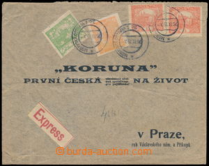 178226 - 1919 2x heavier commercial express letter to Prague, with Hr