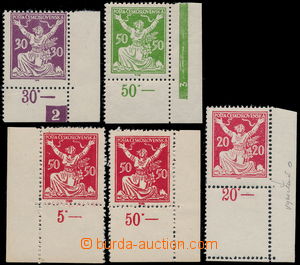 178247 -  Pof.151, 153, 155 (2x) and 156, selection of corner pieces 
