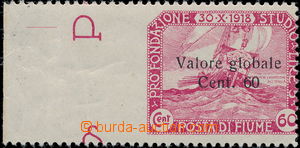 178260 - 1919 Sass.93o, Opt Valore globale Cent 60 on stamp 60c with 