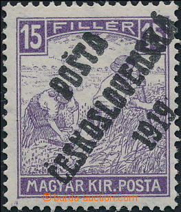 178266 -  Pof.100, Reaper 15f violet, white numerals, overprint type 