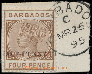 178539 - 1892 SG.104b, Victoria 4P brown with local Opt HALF PENNY, O