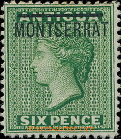 178544 - 1876 SG.2b, zn. Antigua Viktorie 6P zelená s přetiskem MON