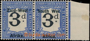 178550 - 1923 SG.D4a, marginal pair 3P black / blue, L Opt ZUID WES i