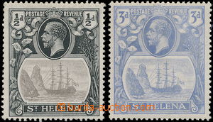 178557 - 1922-1937 SG.97b, 101b, George V. Coat of arms, 1/2P and 3P 