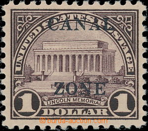 178565 - 1924-1925 SPRÁVA USA  Sc.81, 1$ fialově hnědá s přetisk
