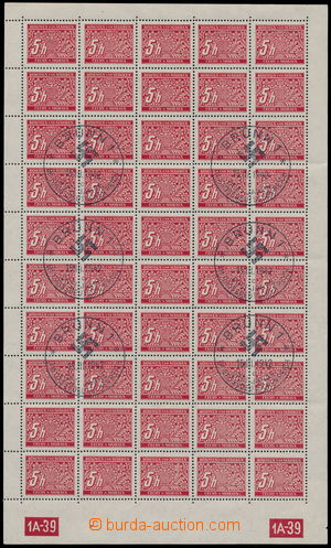 178606 - 1942 Pof.DL1, Doplatní 5h červená, kompletní 50ks PA s D