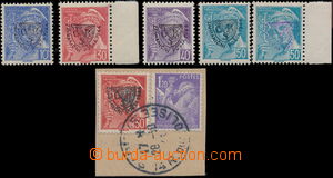 178781 - 1944 FRANCE  comp. of 5 French stamps + 2 stamps on cut-squa