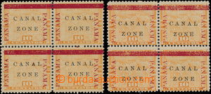 178834 - 1904 SPRÁVA USA  Sc.13a, 13b,13, 2x 4-blok 10C žlutá Pana