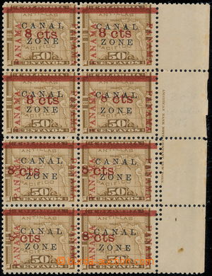 178837 - 1904 SPRÁVA USA  Sc.14c, krajový 8-blok 8 Cents / 50 Centa
