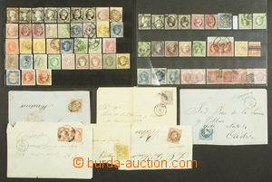 178899 - 1850-70 set of classical stamp issue Isabella II. on 2 cards